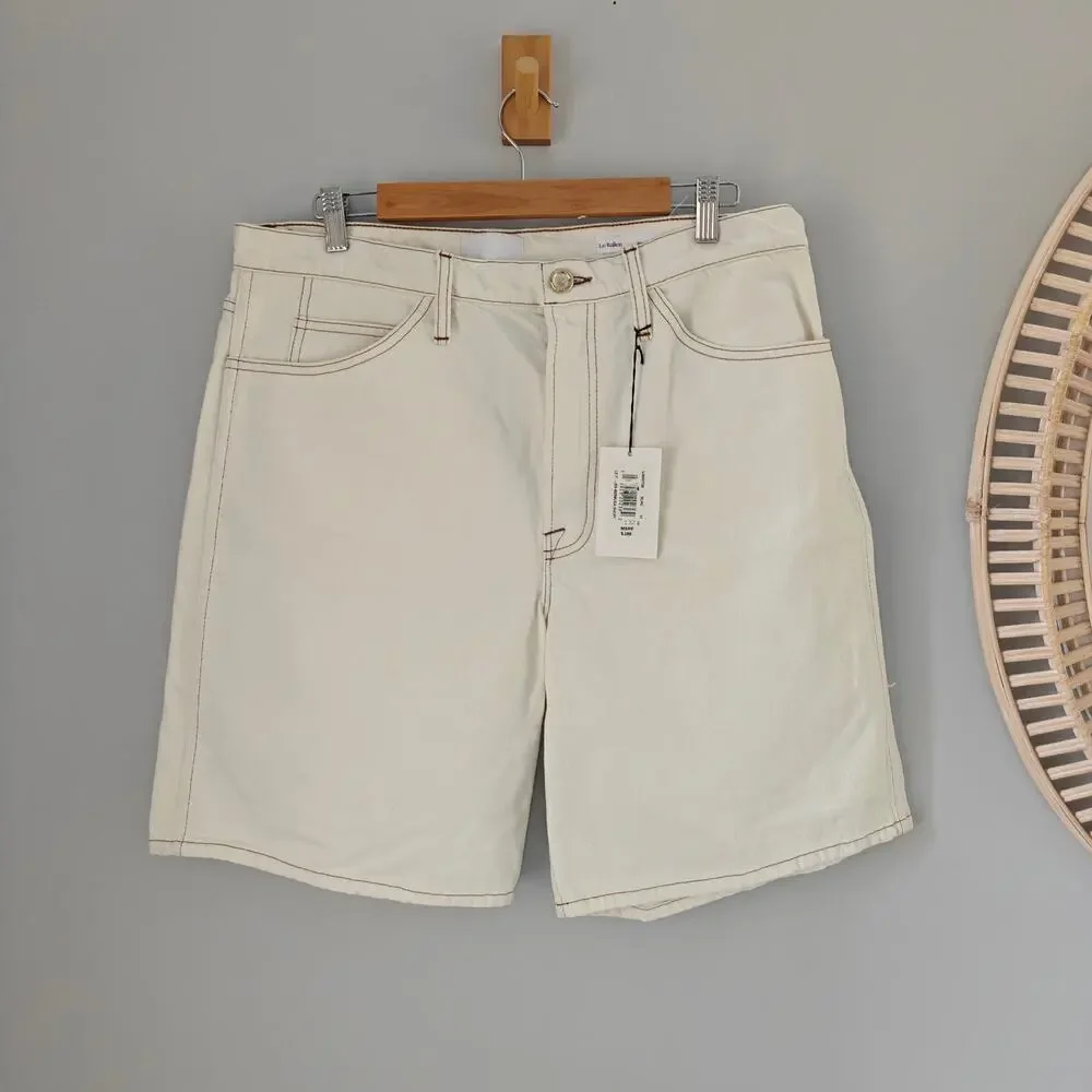 NWT FRAME Le Italien Bermuda Denim Shorts Blanc Cream Size 32 $288